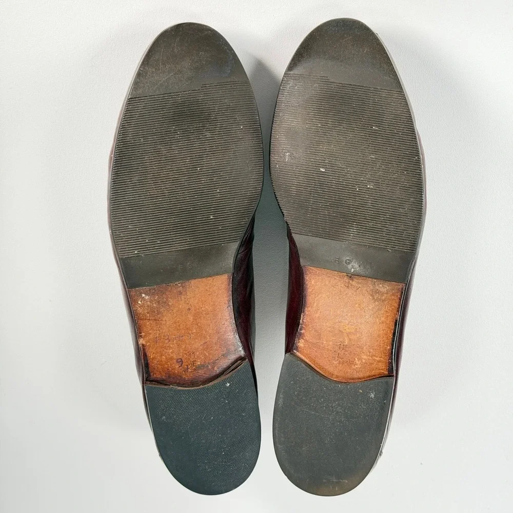 Bally Scribe Bit Loafers Mens 11 E Oxblood Leather Slip-On Dress Shoes Vintage